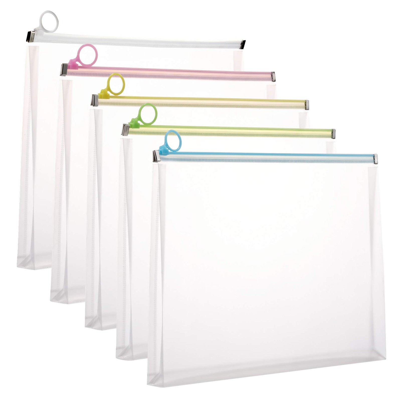 5Packs Clear Plastic Zip Envelopes 9 3/4 x 13 Letter File Document Paper 5pcs