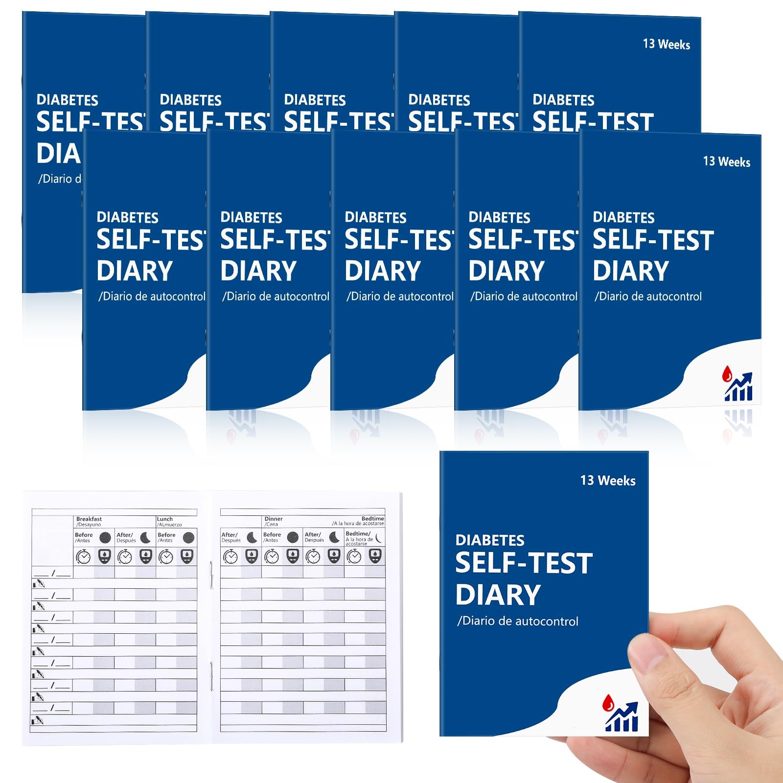 10Pcs Diabetes Blood Pressure Log Book Daily 3×4 inch Glucose Journal…