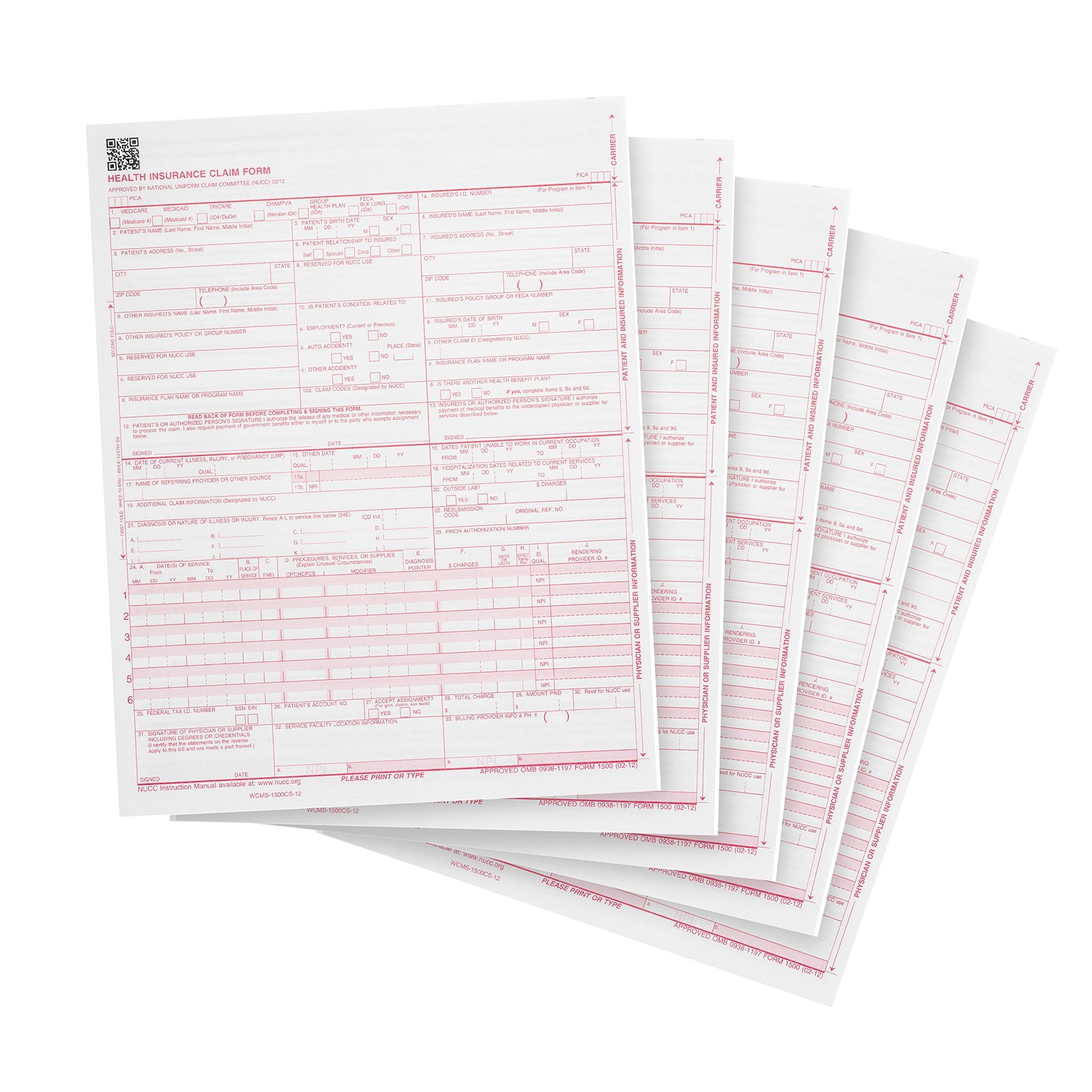 500 CMS 1500 Claim Forms, Current HCFA 02/2012 New Version Valid for HCFA 150…