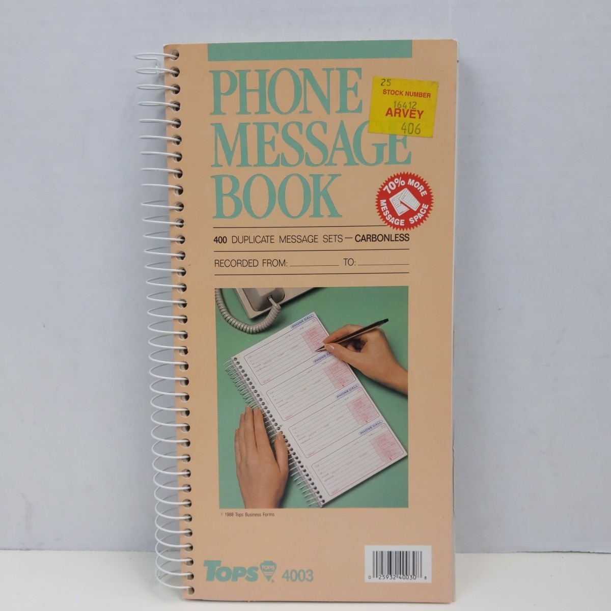 Vintage Phone Message Book Tops 400 Duplicate Carbonless Spiral Office Pad