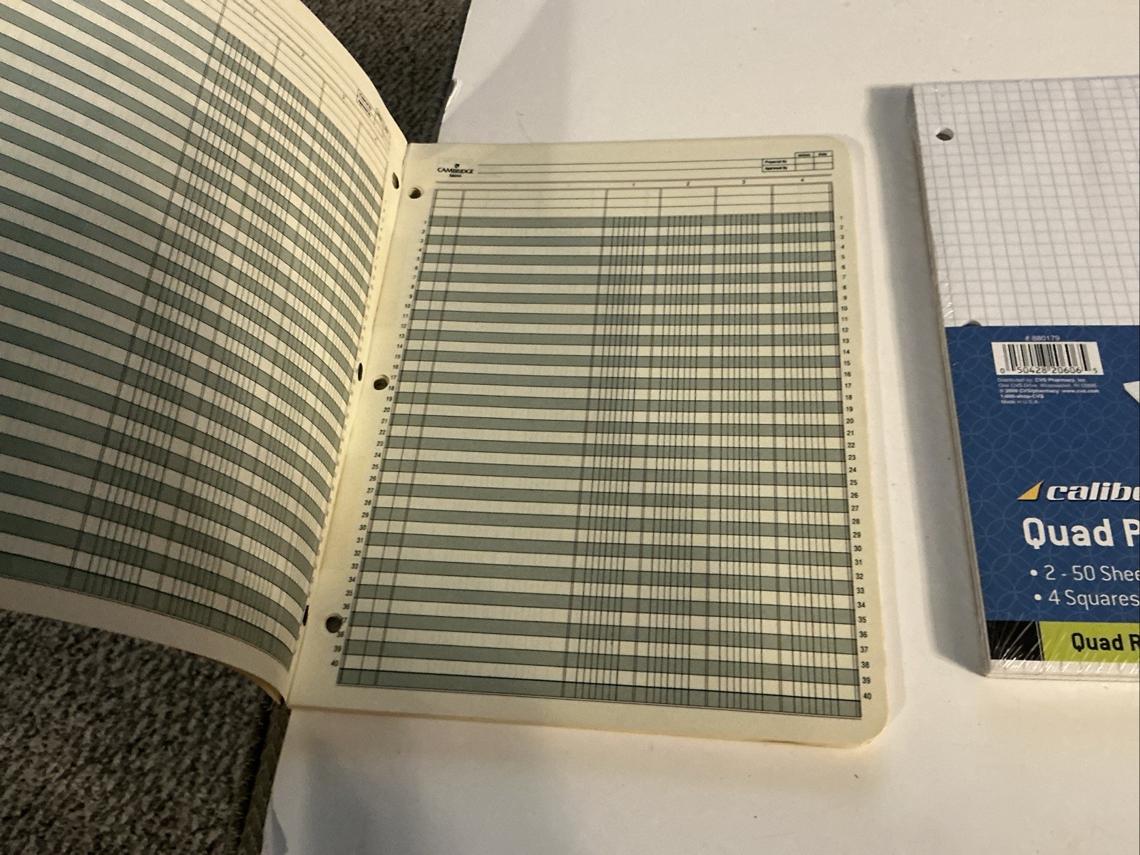 Vintage Accounting Column Pads (49, 47 Sheets), 2 50 Sheet Graph Paper Pads 1120
