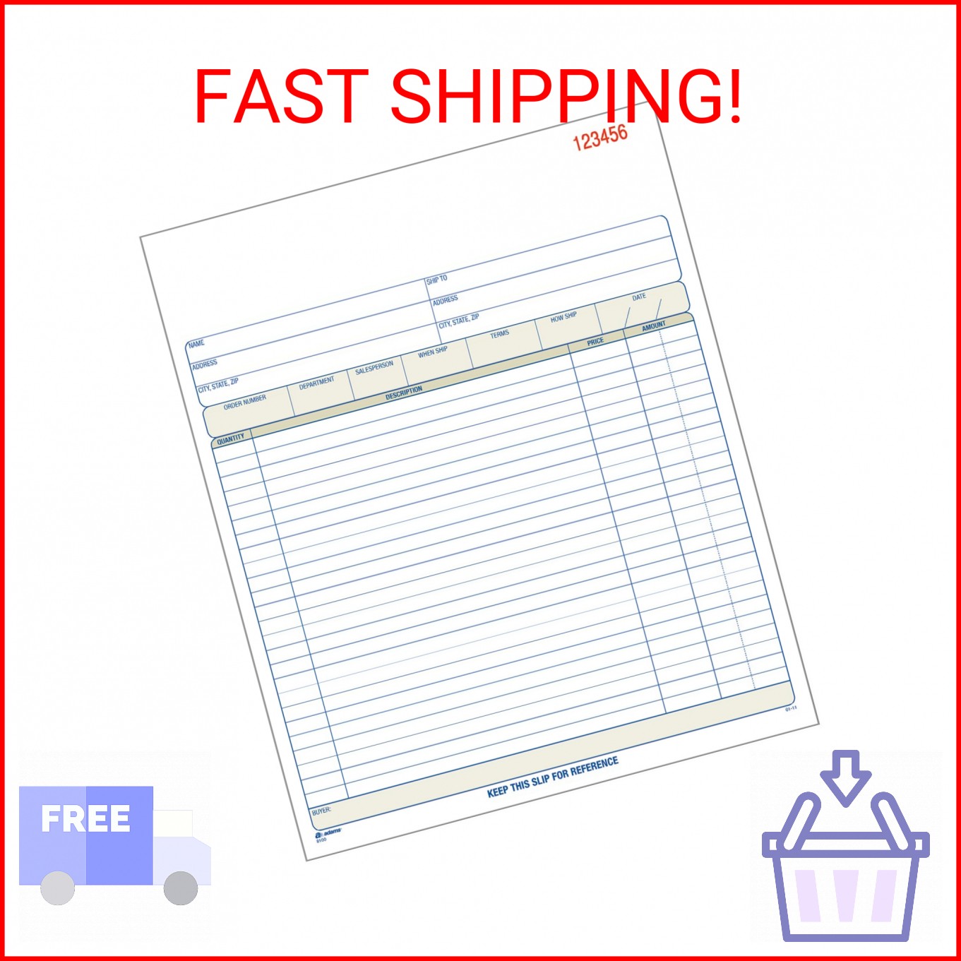 Adams Order Book, Carbonless, White/Canary/Pink, 3-Part, 8-3/8 x 10-11/16 Inches
