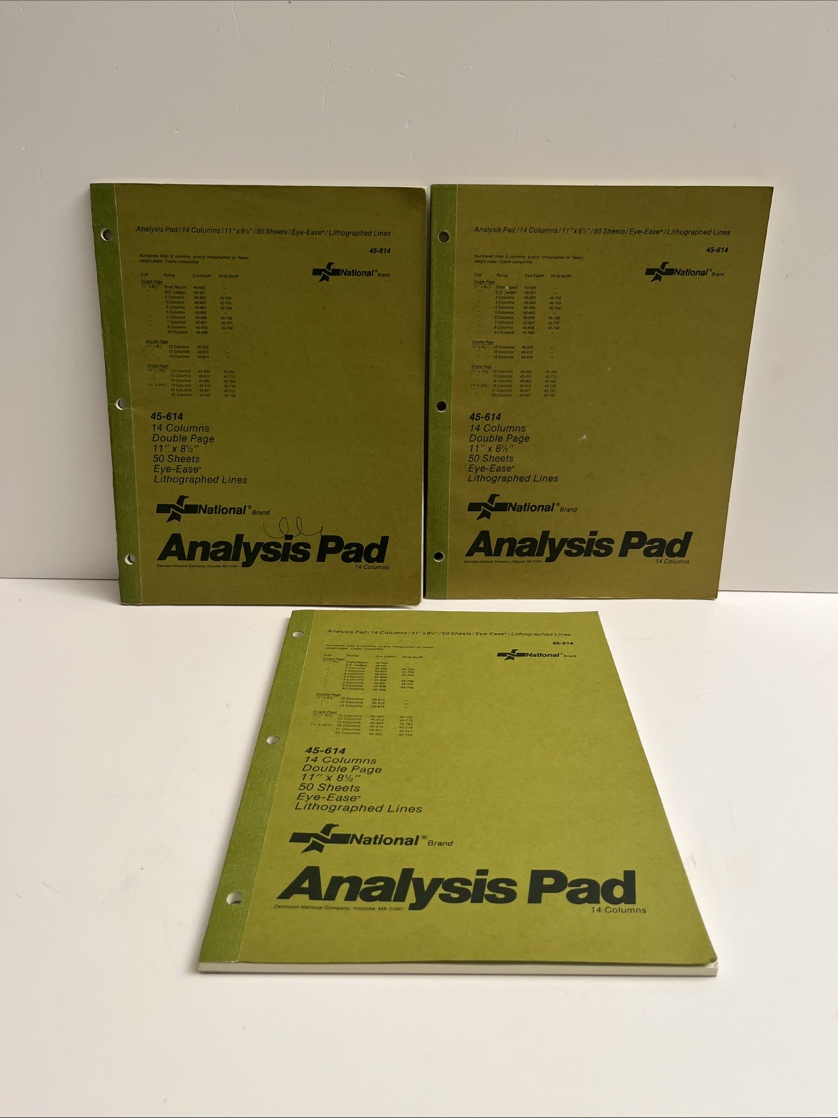(3) National 14 Columns Analysis Pad 45-614 Eye-Ease 50 Sheets Unused 11×8.5 NEW
