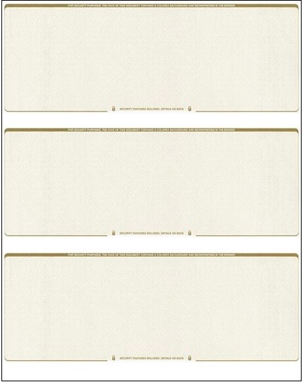2500 Blank Check Stock Paper – 3 On A Page Business Check paper – Gold Diamond