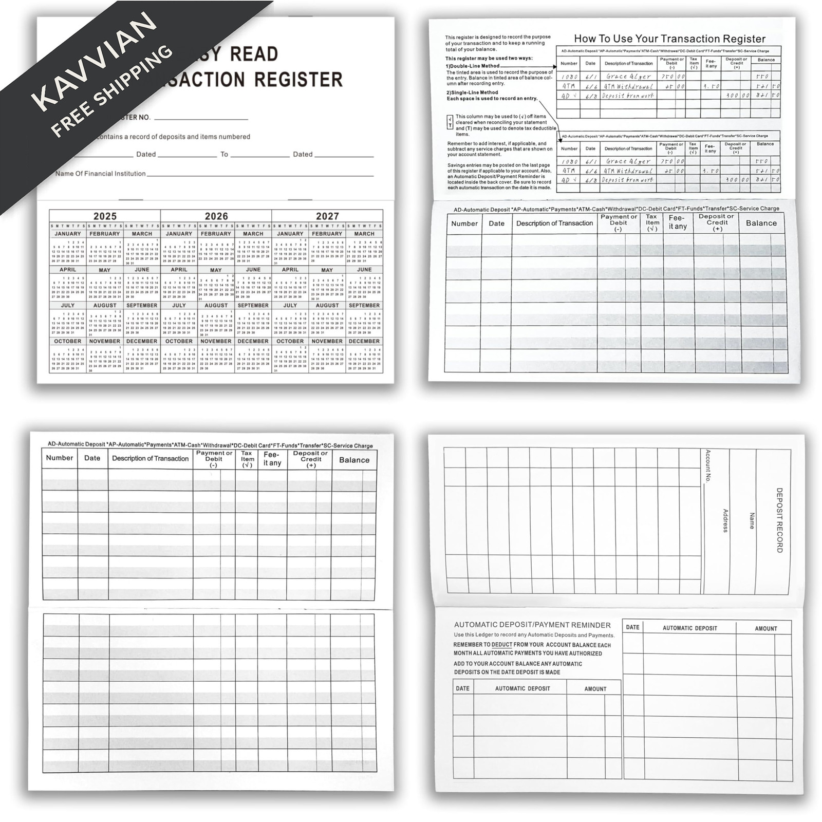 12 Pack Checkbook Register, Check Registers for Personal Checkbook, Thick…
