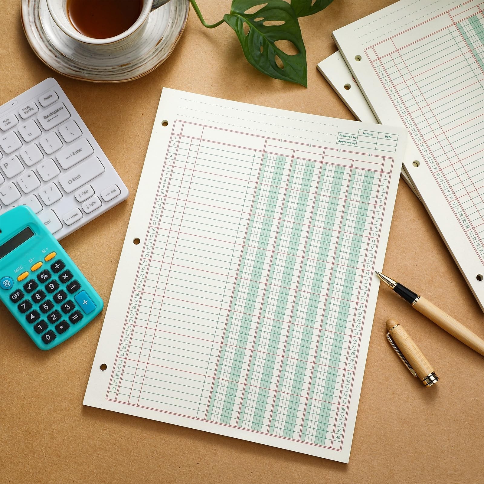 2 Pack 100 Sheets Columnar Pad Accounting Ledger Accounting Ledger Book Green…