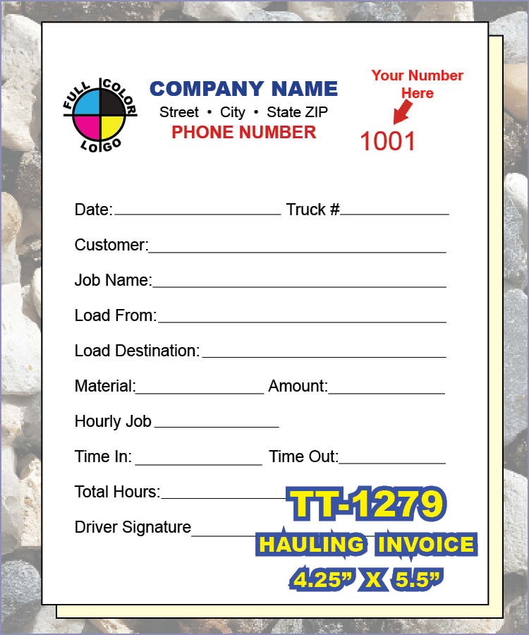 TRUCKING COMPANY LOAD HAUL TICKETS Carbonless Sets and Books