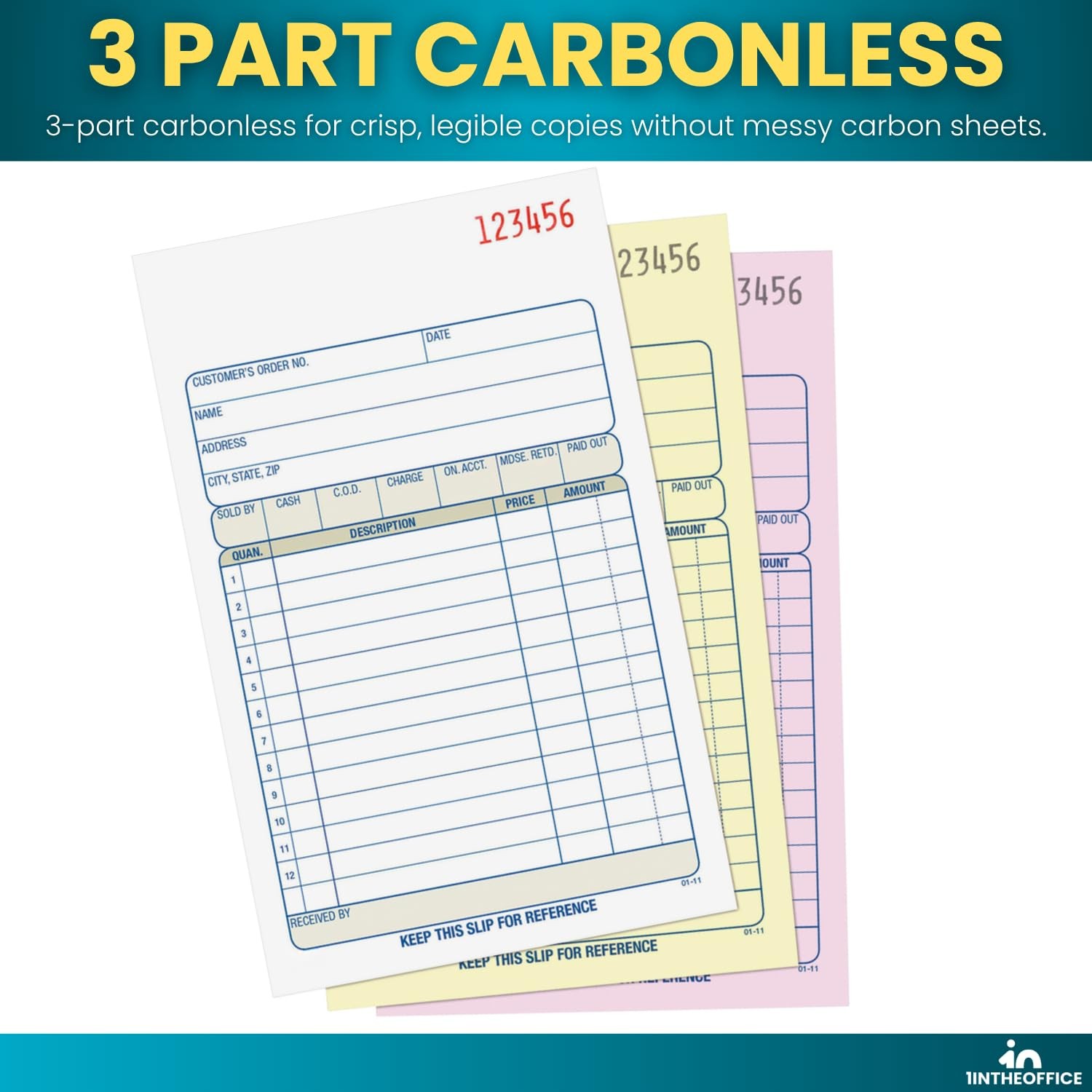 Blue Carbonless Sales Order Book 50 Sheets 3 Part Blue White Carbonless Forms