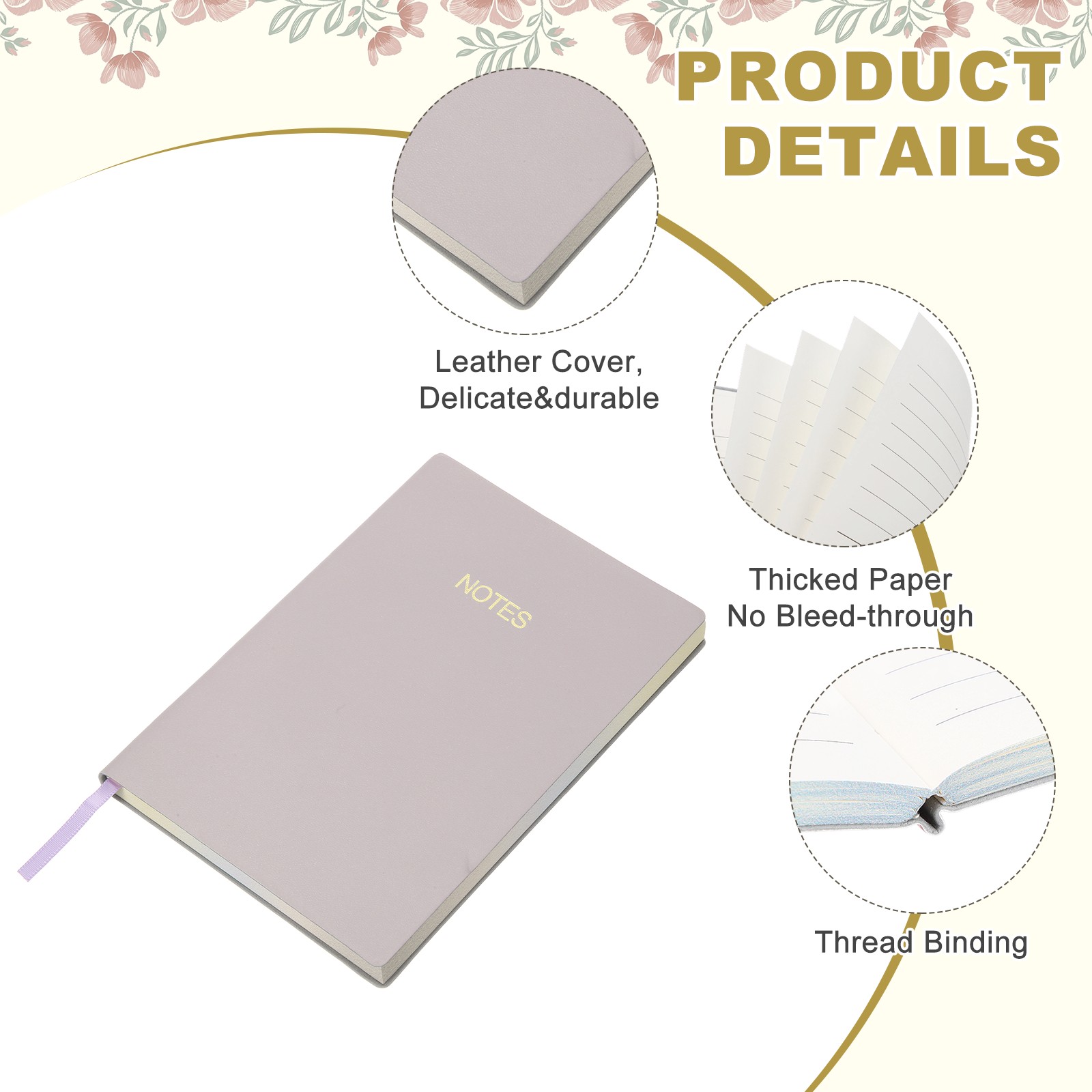 Line Notebook, C6 Pocket Journal Notebook, Lavender Purple