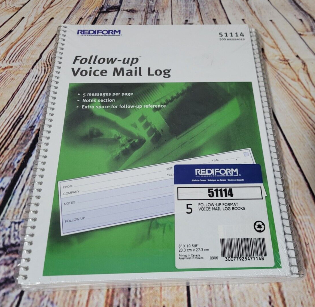 Rediform Follow-Up Voice Mail Log, 10.625″ x 8″, 500 Messages (51114), Set of 5