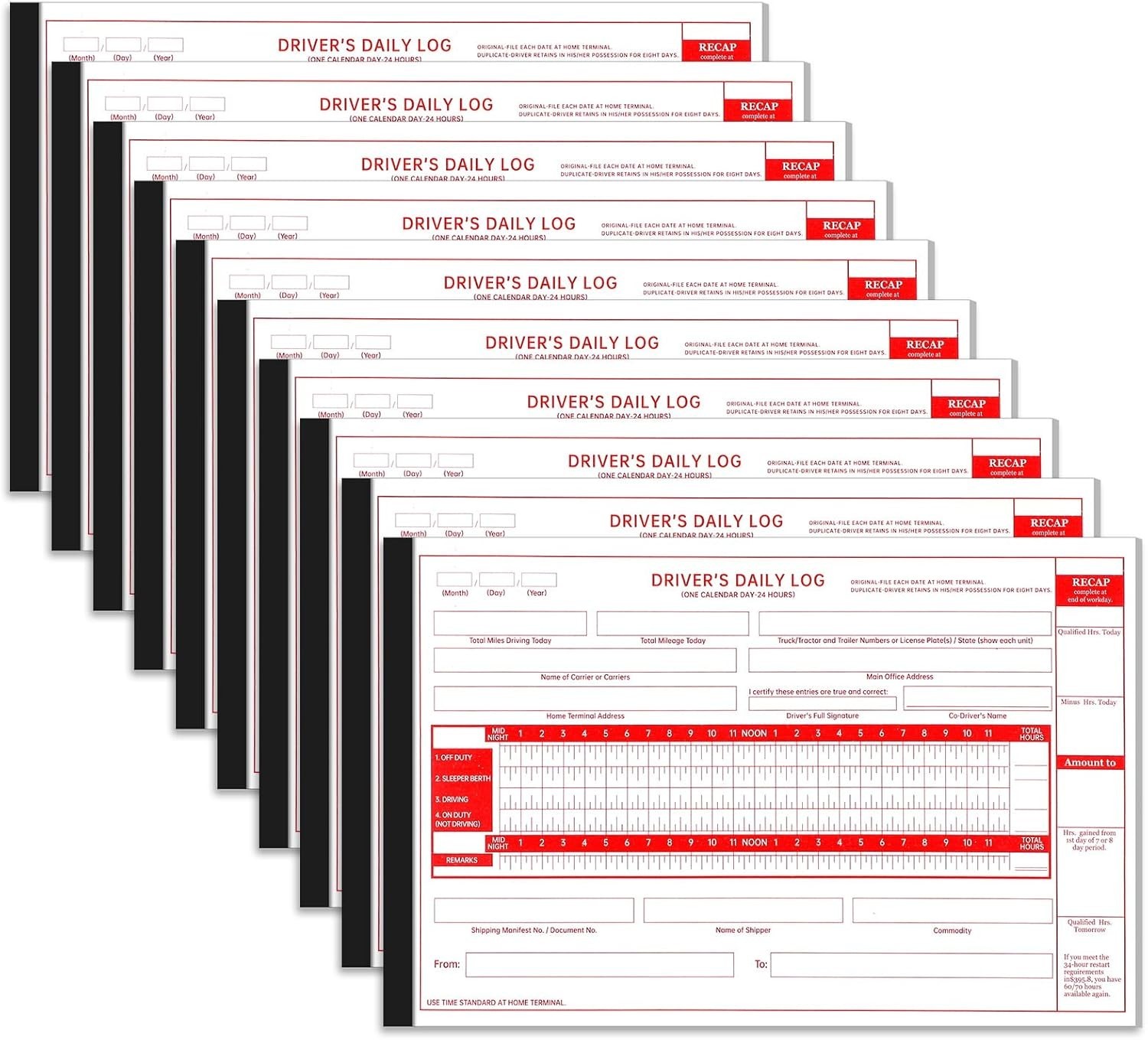 10 Pack Driver Daily Log Book 8.5″ x 5.5″ Log Book with Detailed Driver Vehic…