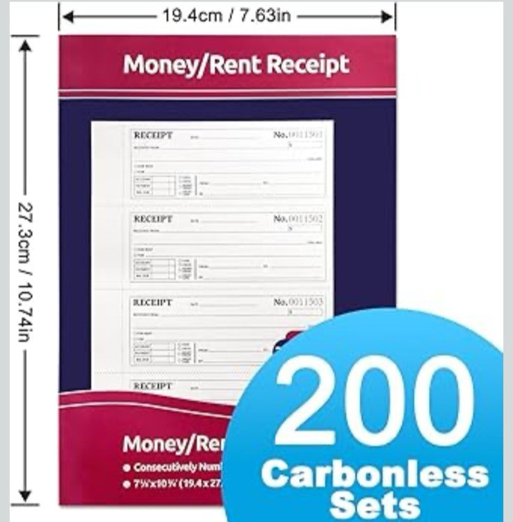 6 Pack Large Cash Rent Receipt Books Better Office Products 2 Part Carbonless