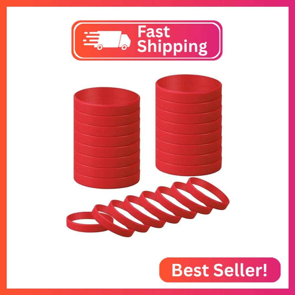 kymqlyw 24 Pcs Plain Silicone Rubber Bracelets Solid Color Rubber Wristbands Spo