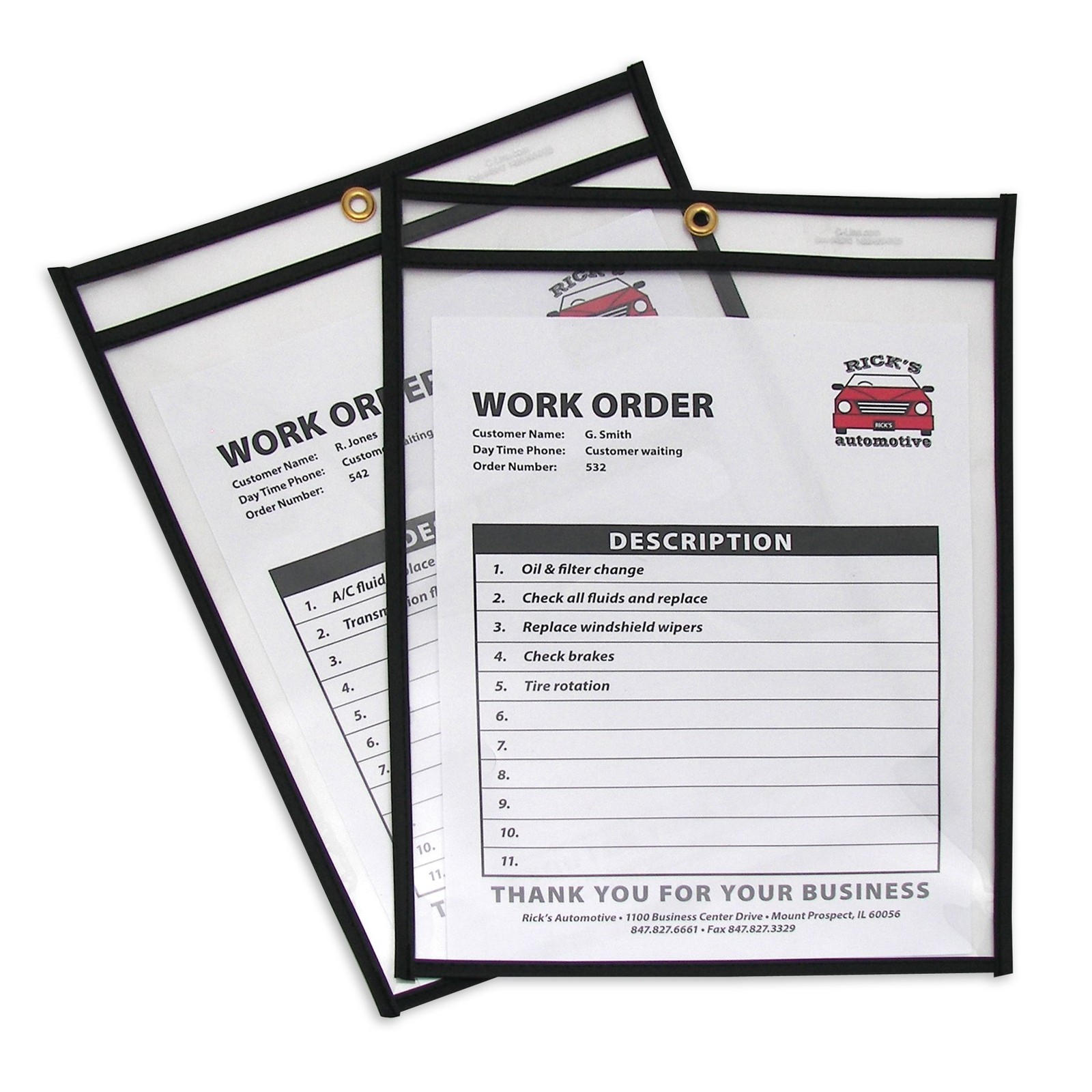 C-Line Stitched Shop Ticket Holders, Both Sides Clear, 9 x 12 9 x 12, Primary