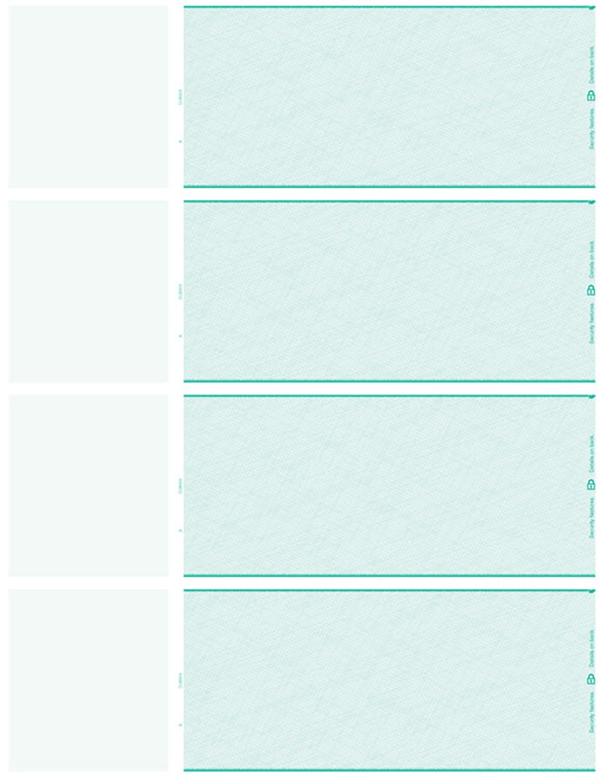 DLW808 Laser 4-Up Wallet Blank Check Stock – 1,000 checks