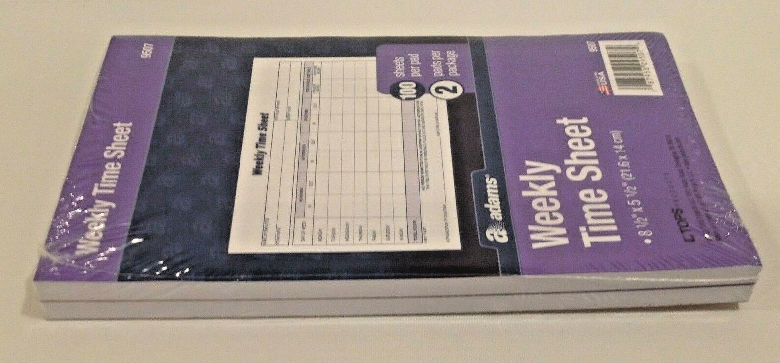 Adams Weekly Time Sheets 9507ABF 5.5″ x 8.5″ Blue/White 2 Pads of 100 Sheets NEW