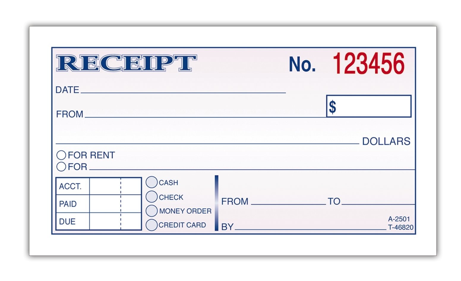 Adams Money and Rent Receipt, 2-3/4 x 5-3/8 Inches, 3 Books, White/Canary
