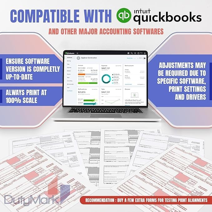 DuryMark 1099 Misc Tax Forms 2025 with Envelopes, 10 Vendor 10 With Envelopes
