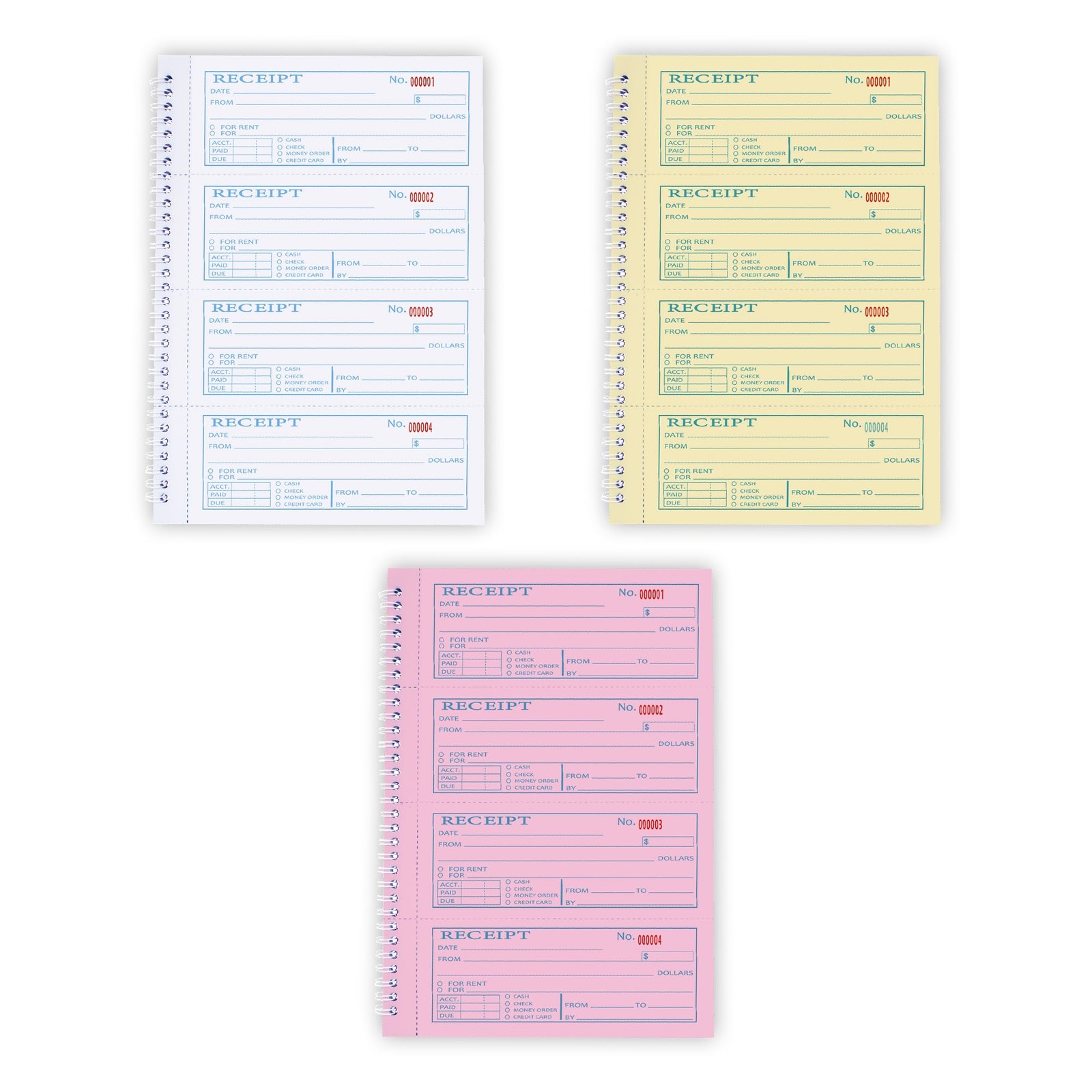 Large Money and Rent 7.9”x11.2”, Color: Single Book-3 Part Carbonless