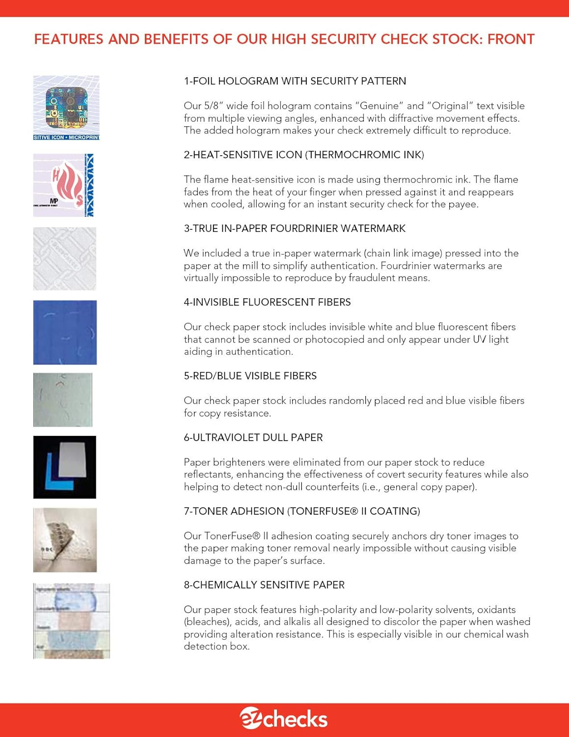 EZ Checks 3 Checks per Page Hologram High Security Laser Check Stock | 150 Sheet
