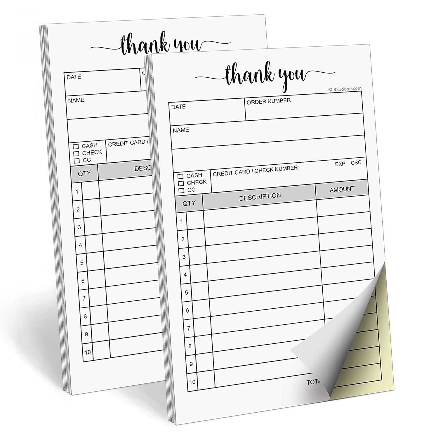 Carbonless 2 Part Invoice Pads for Small Business with Carbon Copies Part