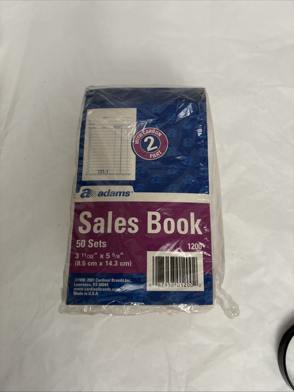 Adams Sales Book 10-pack Carbon 2 Part 50 Sets Per Oack #1200. 3 11/32 x 5 5/8”