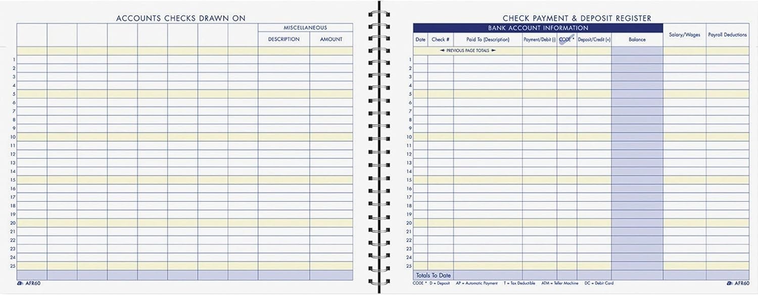 Durable 8-1/2″ x 11″ Check Deposit Register: 44 Pages for Financial Clarity