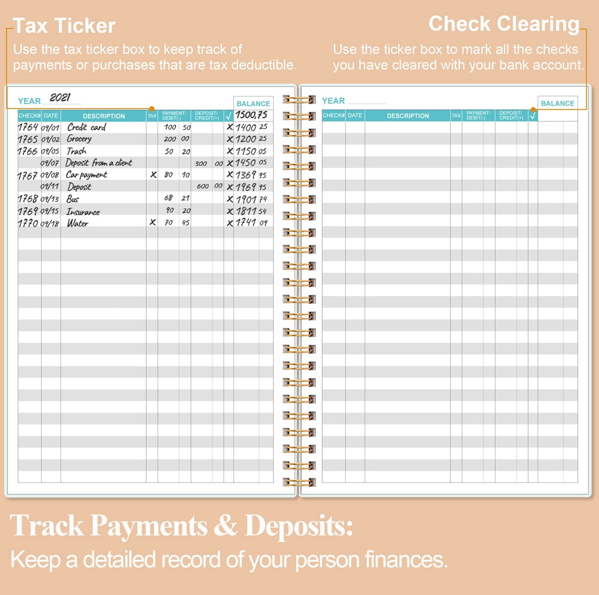 Check Registers for Personal Checkbook A5 Checkbook Register for Personal Ch…