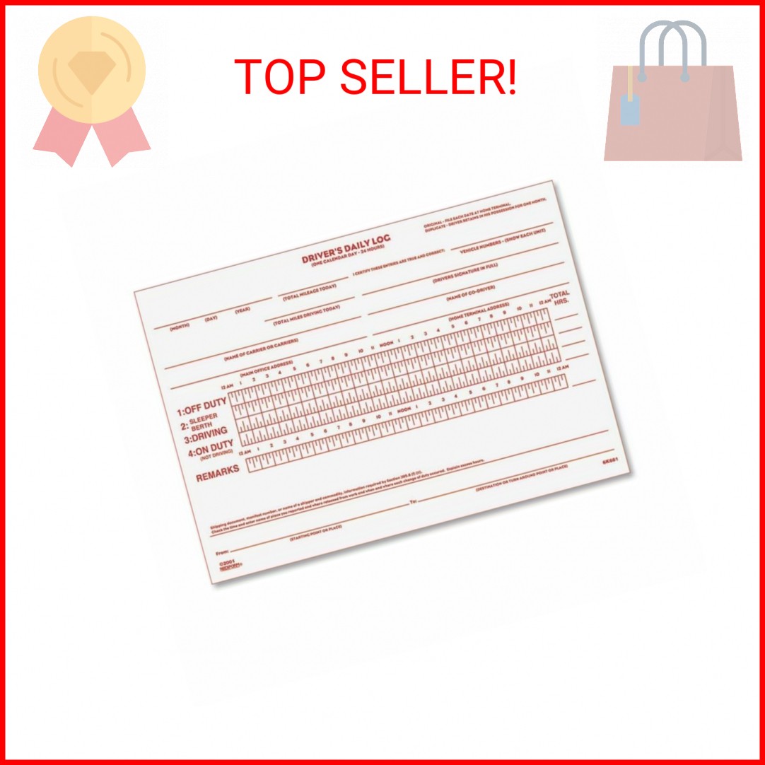 Rediform Driver’s Daily Log Book, Carbon, 2 Part, 5.5 x 7.875 Inches, 31 Forms (