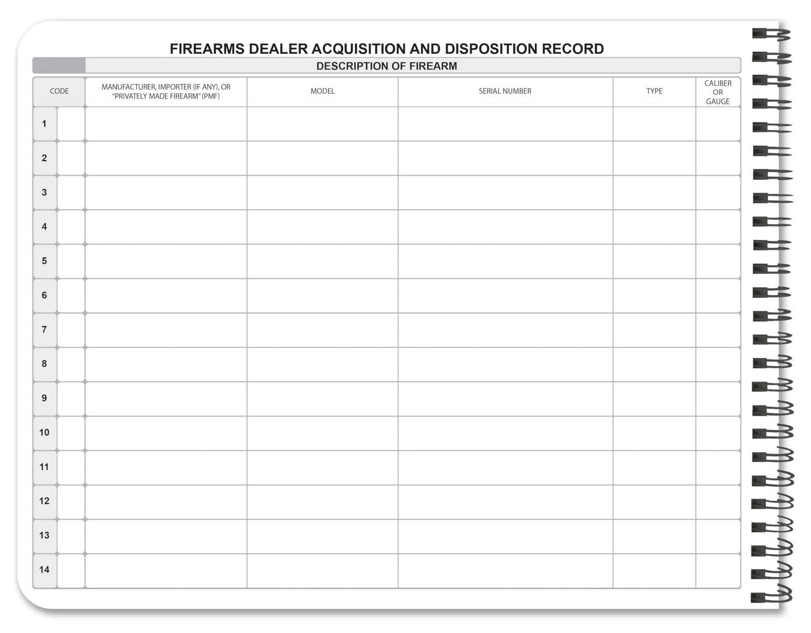 BookFactory FFL Acquisition & Disposition Gun Log Book, Wire-O, 100 100 pages