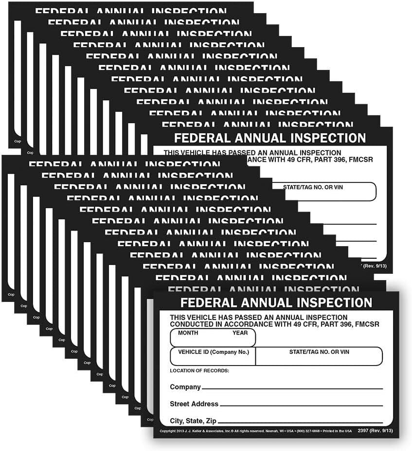 J. J. Keller 25-Pack, Federal Annual Inspection Label, Vinyl Annual Vehicle Insp