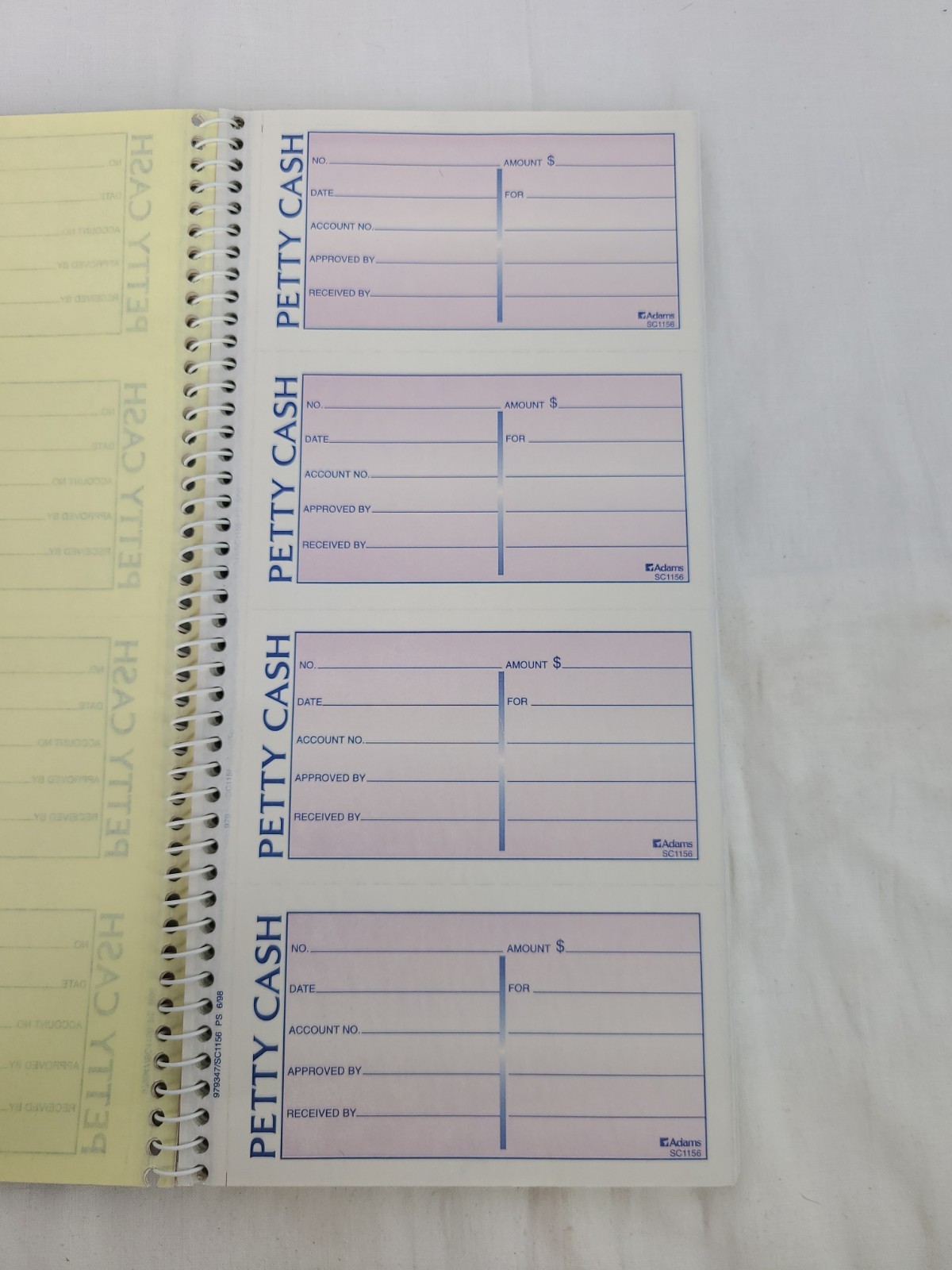 NEW LOT OF 3 Adams Petty Cash 5 1/4″ x 11″ Spiral Bound Books 2 Part Carbonless