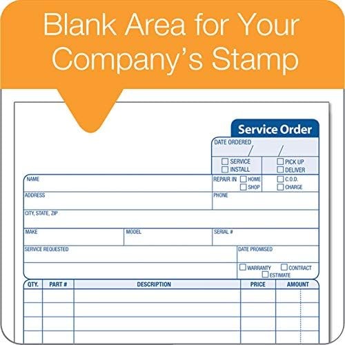 Adams Service Order Form, 3 Part, Carbonless, 5 2/3″X9″ Inches, 250 Sets per Pac