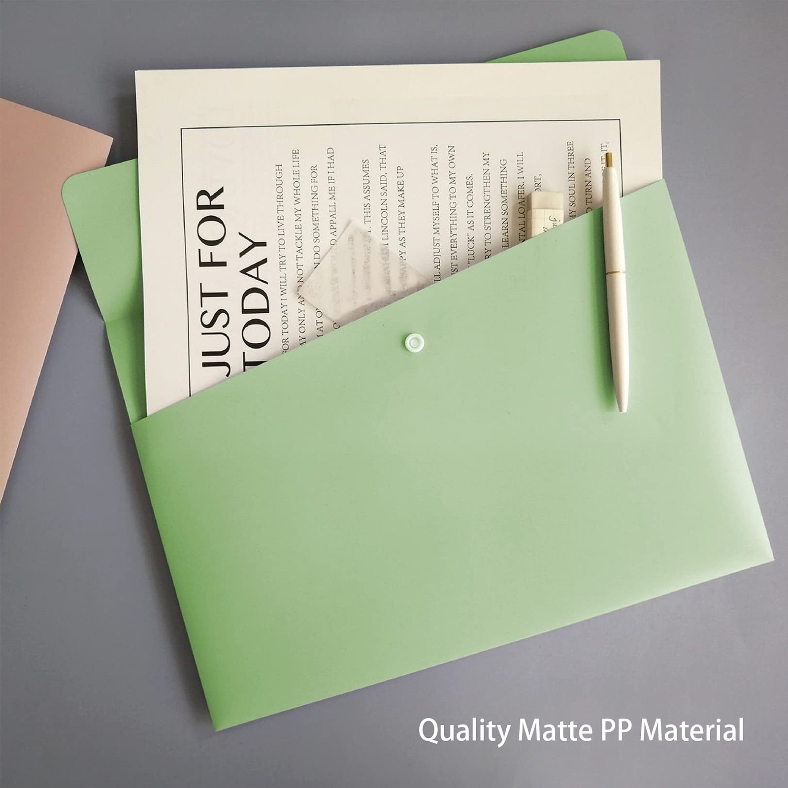 VANRA Poly File Folders Letter Size Jackets Pack of 5, Pastel Green