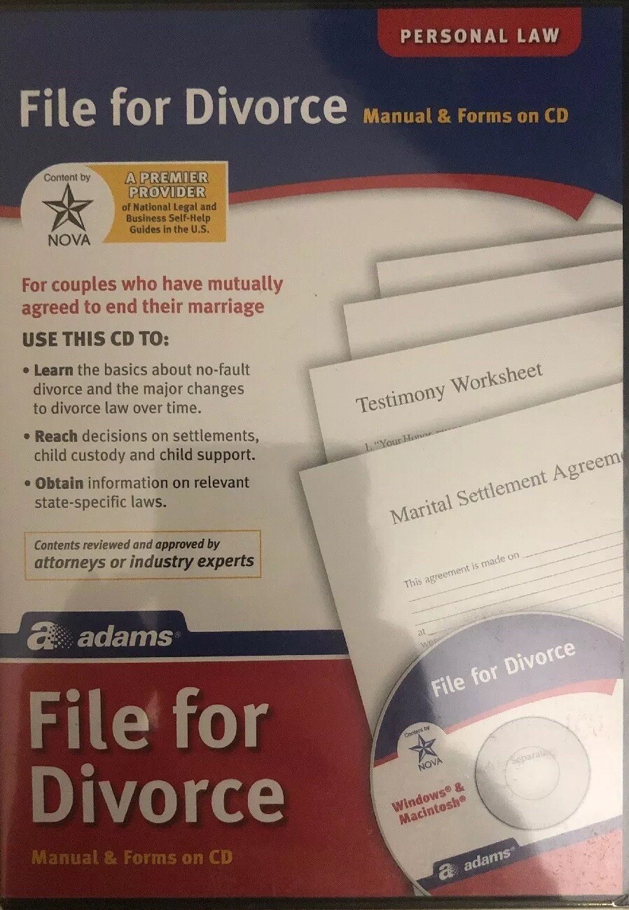 SHIPN24H-Adams ALC601 File For Divorce CD, Manual and Forms on CD RARE-BRAND NEW