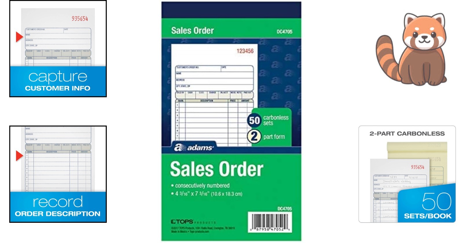 Compact Sales Order Books – Carbonless, Consecutively Numbered, 3 Pack