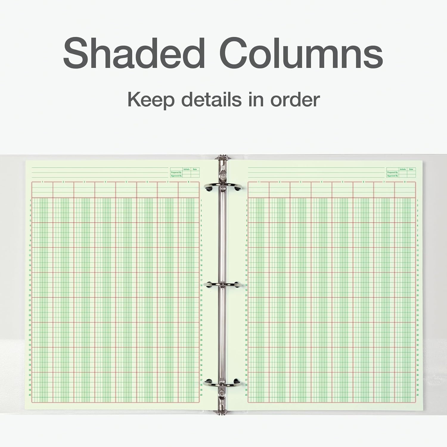 Columnar Analysis Pad, 8 Column Ledger, 8.5″ x 11″, 100 Pages (50 Sheets), Green
