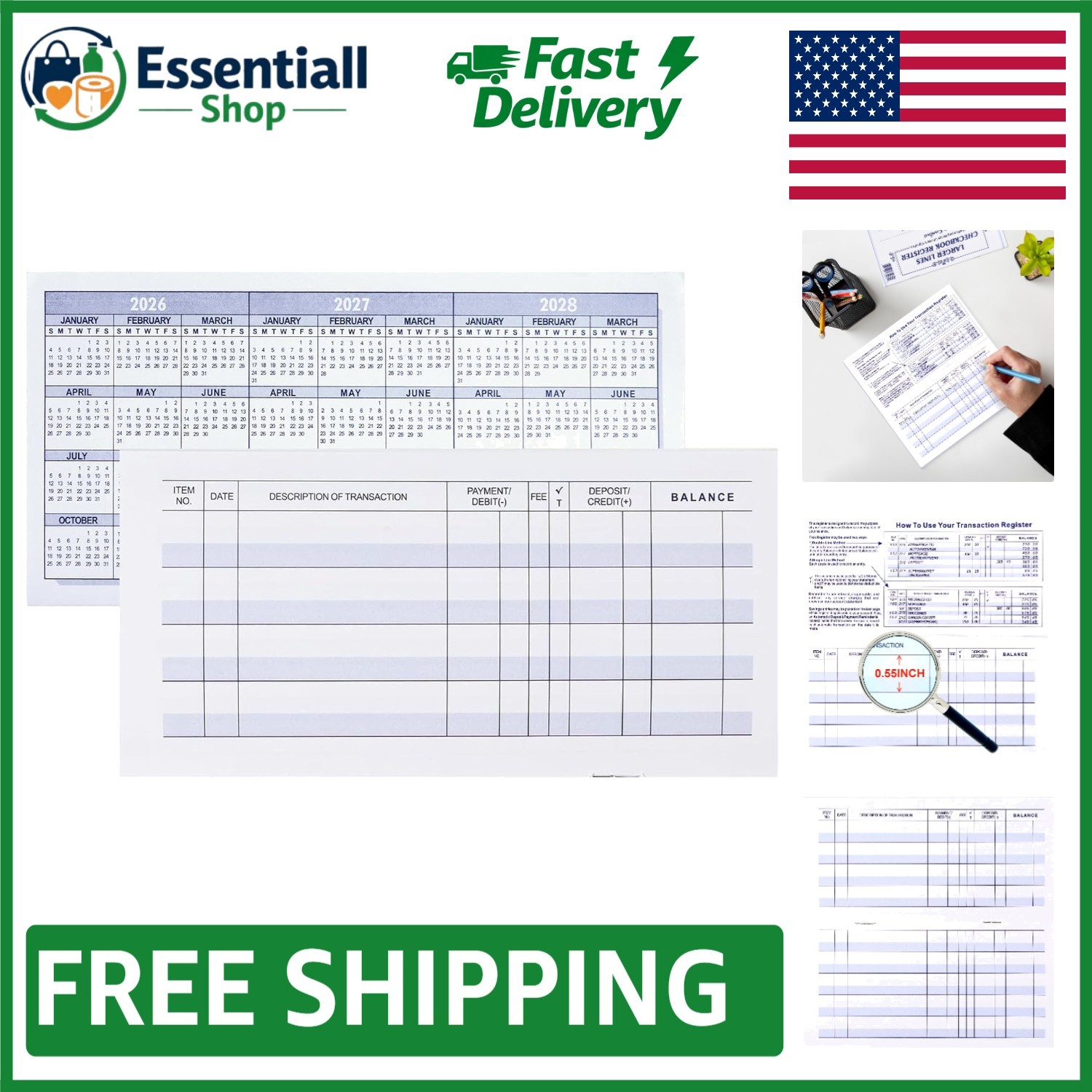 Efficient 12-Pack Check Registers with 17 Lines for Easy Financial Management