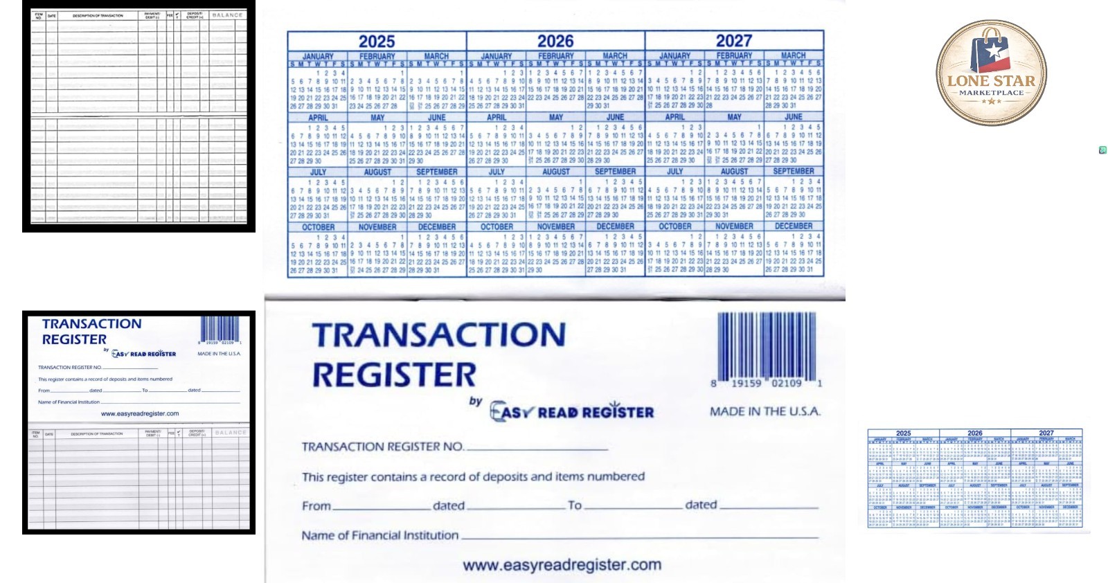 Portable Checkbook Register Set with 444 Lines and Yearly Calendars – 12 Pack