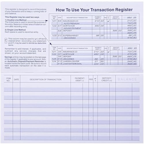 24 PCS Check Registers for Personal Checkbook, Easy to Read Checkbook RegisteR