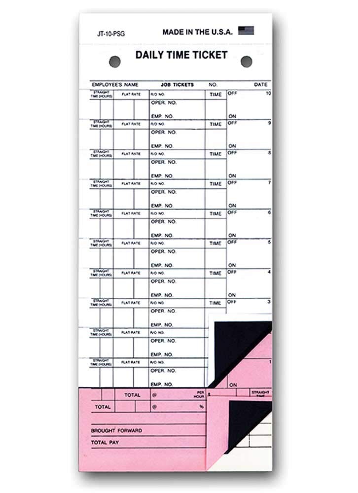 Daily Time and Job Ticket – 10 Labels per Sheet (3-Part) (Form JT-10-PSG) (50…
