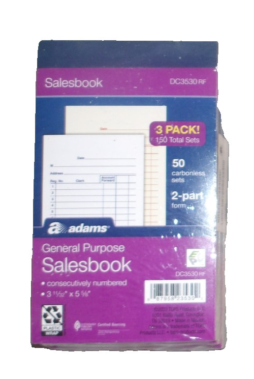 Adams 1 Pack Of Three 150 Total Sets Carbonless Sales Book