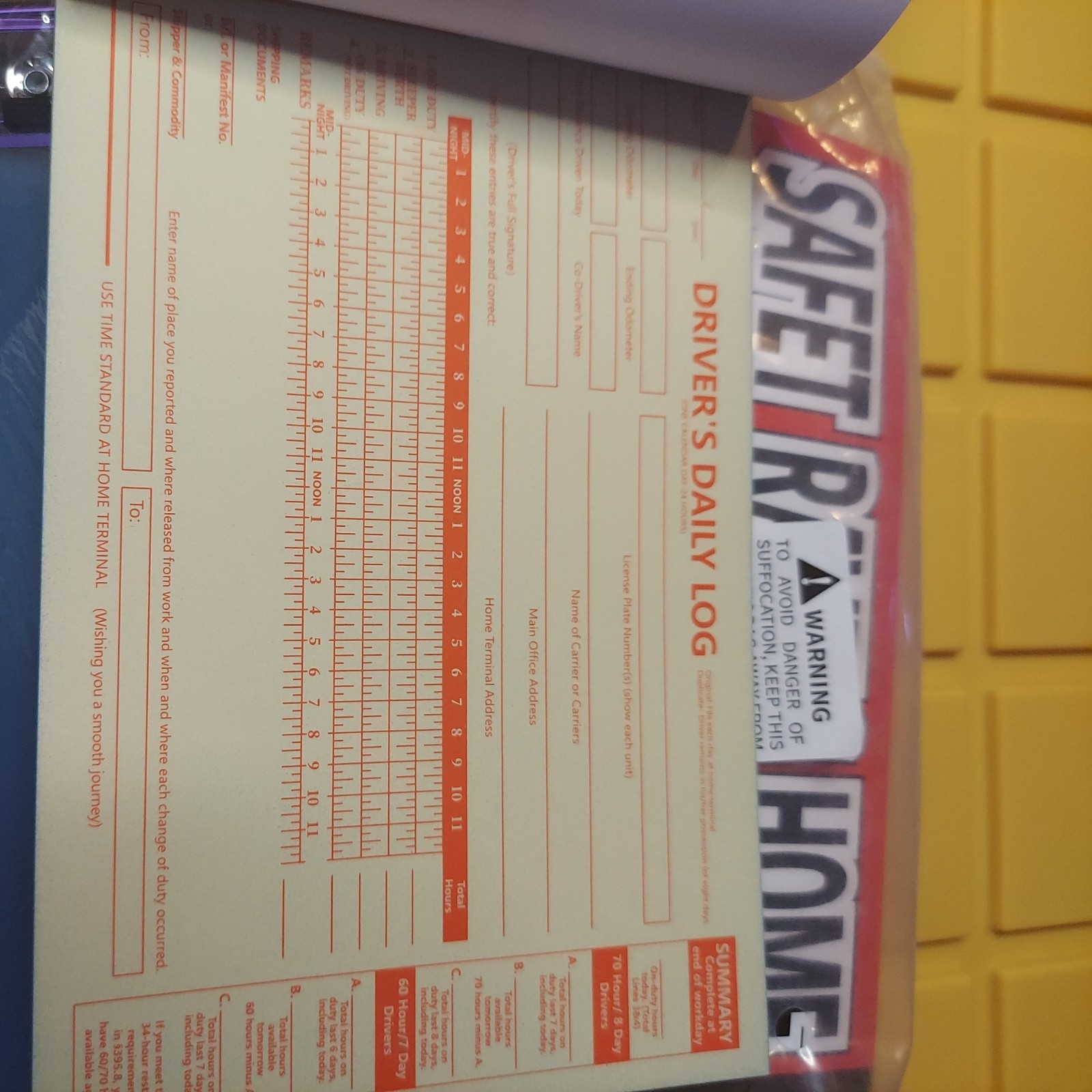 Driver’s Daily Log Book ( Carbon Copy Included), Set Of 10 plus Clipboard