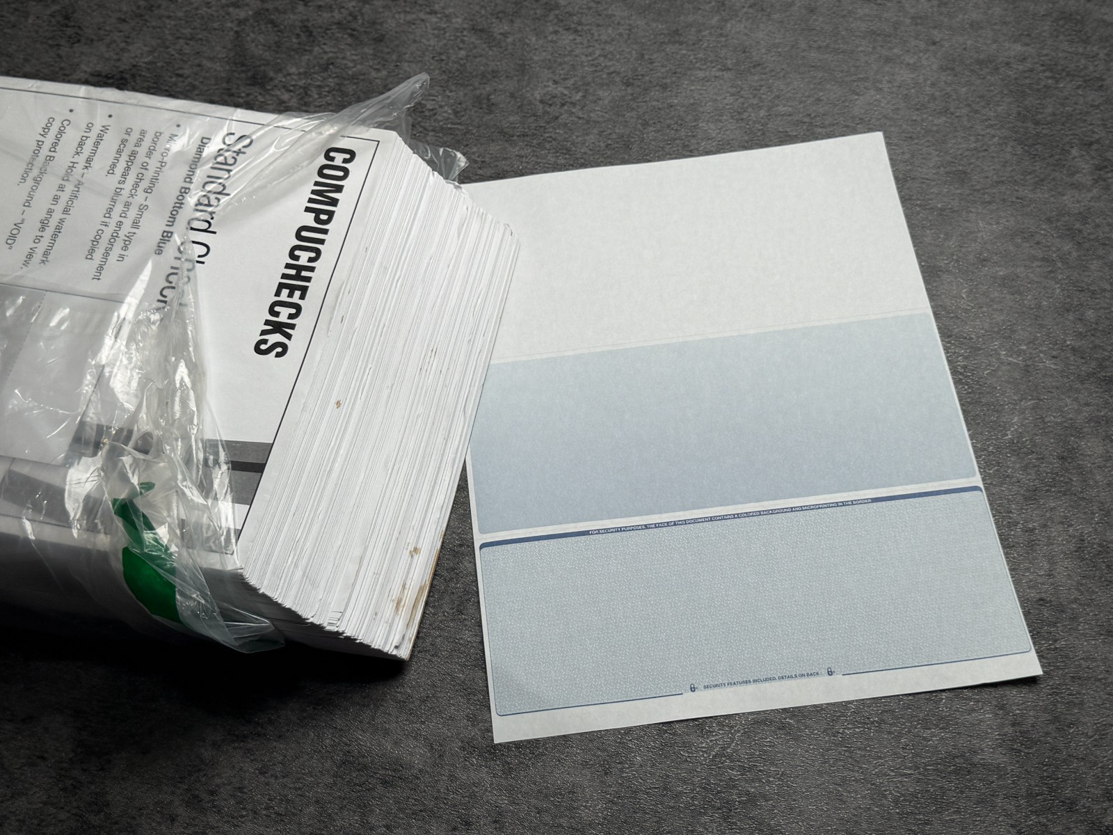 Compuchecks 500 Blank Check Stock – Computer Laser Check on Bottom- Blue Diamond