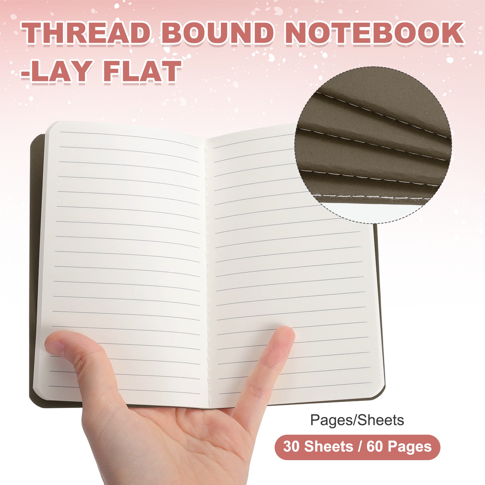 5 Pack A6 Notebook, A6 Journal Mini Notebook Pocket Kraft,Brown