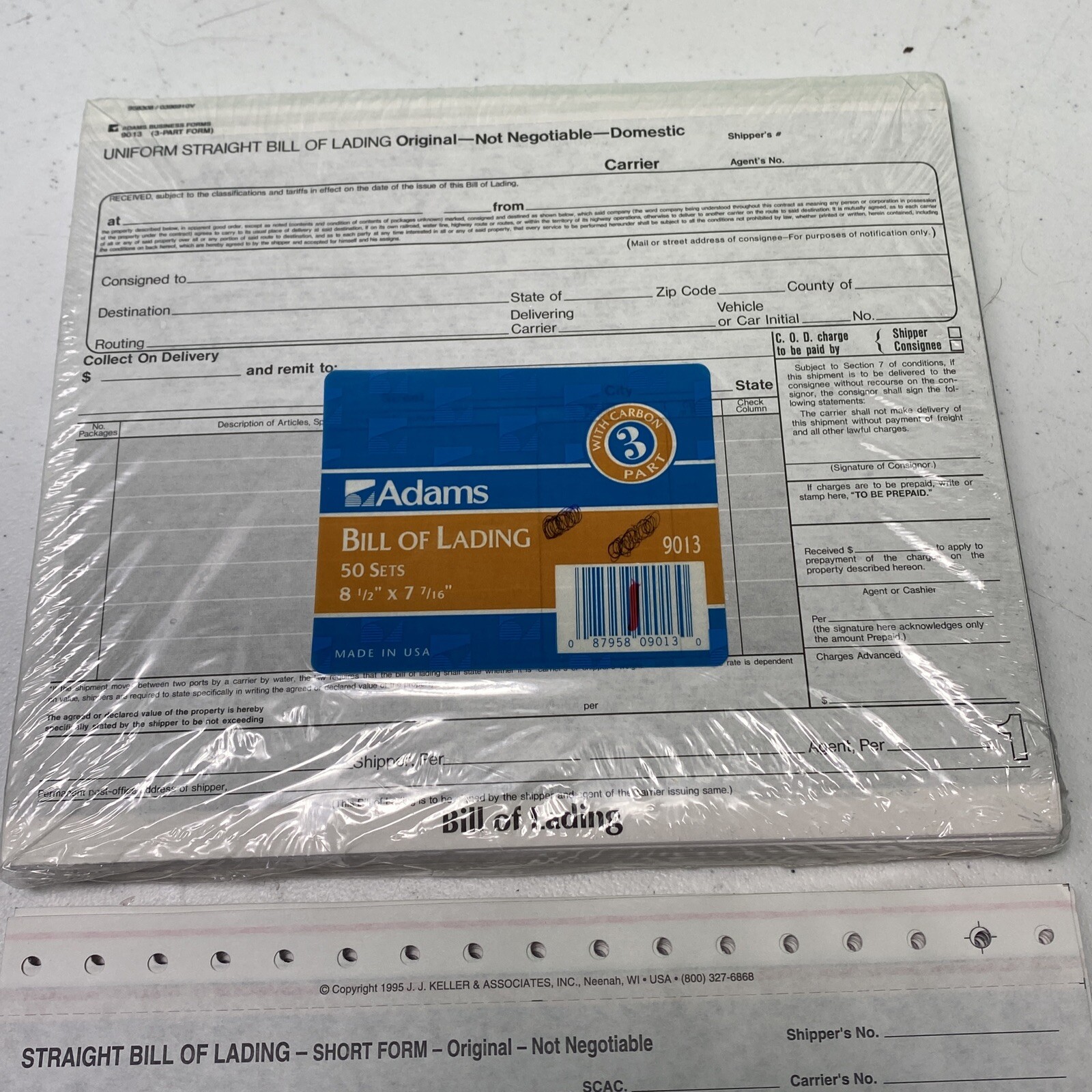 Adams Bill Of Lading Forms 8 1/2″ x 7 7/16″, 3-Part, Pack Of 50 Sets 9013 +EXTRA