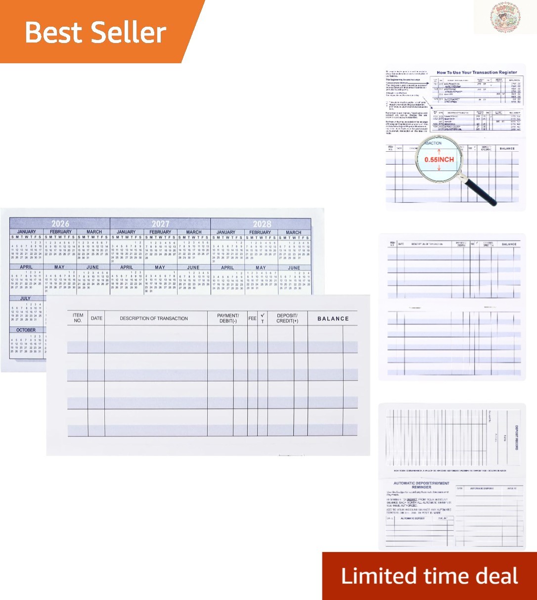 Compact 12-Piece Check Register Set with 17 Lines – Ideal for Personal Finances