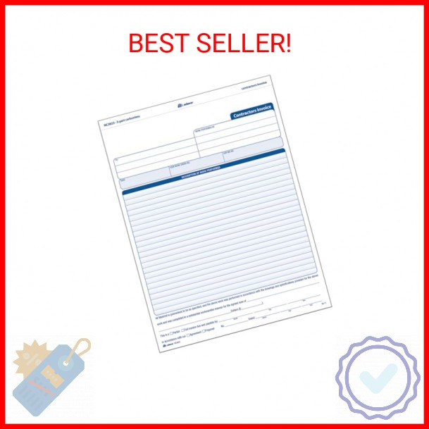 Adams Contractor Invoice Forms, 8.5 x 11.44 Inch, 3-Part, Carbonless, 100-Pack,