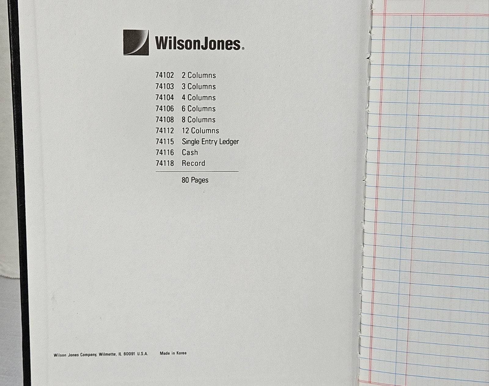 Wilson Jones 3 Column Accounting Ledger Book, 31 Lines, 80 Pages, Hard Cover Blk