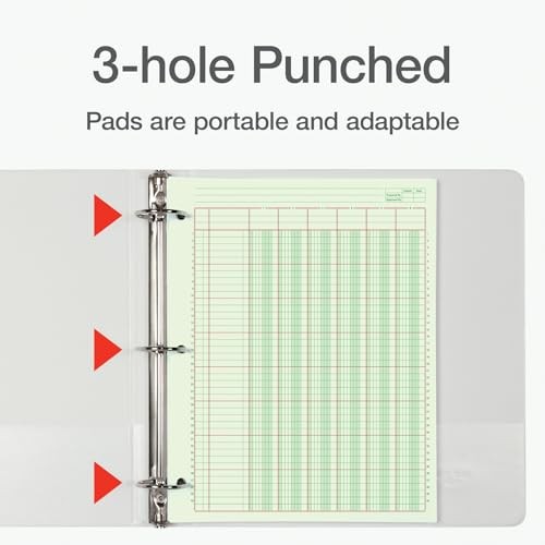 ADAMS ANALYSIS PAD, 8 1/2″ X 11″, 100 PAGES (50 SHEETS), 6 COLUMNS, GREEN